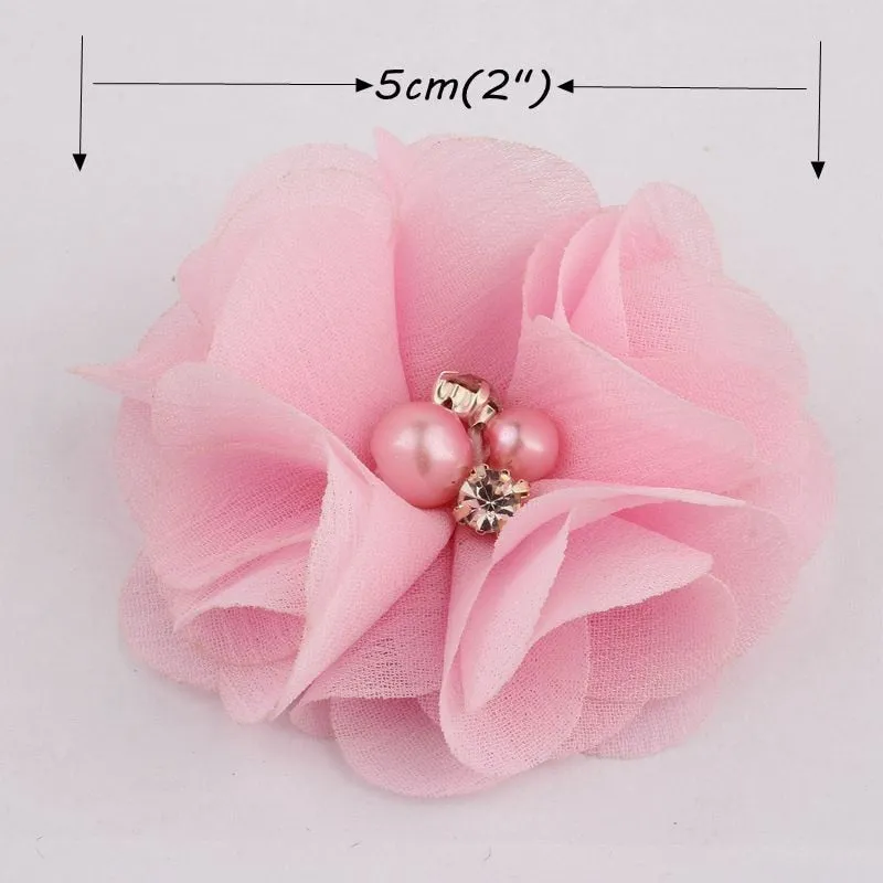 10PCS 2 35Colors Chiffon Fabric Flower