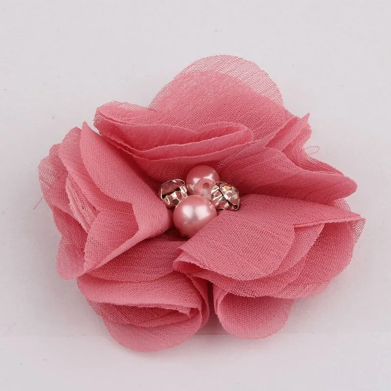 10PCS 2 35Colors Chiffon Fabric Flower