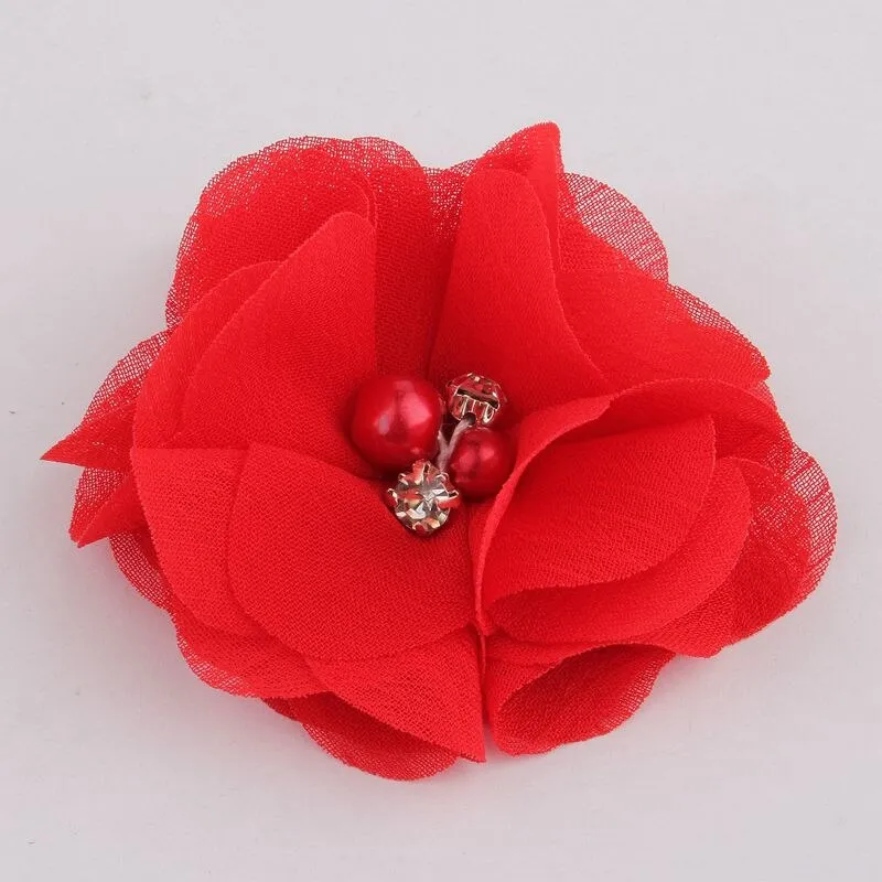 10PCS 2 35Colors Chiffon Fabric Flower