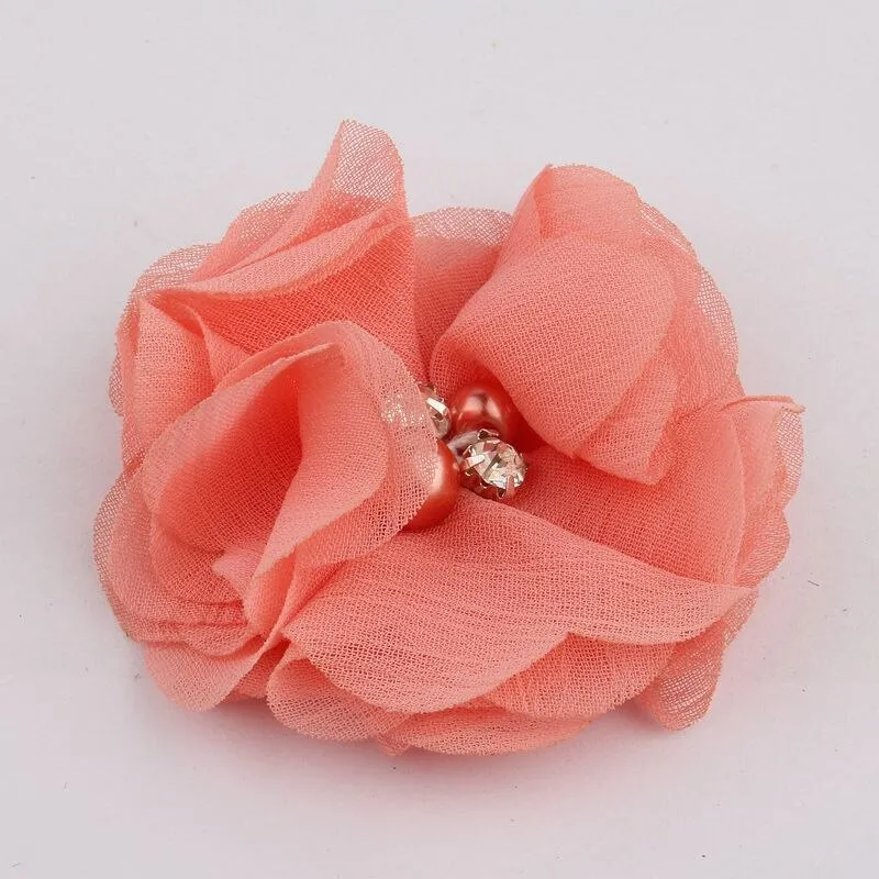 10PCS 2 35Colors Chiffon Fabric Flower