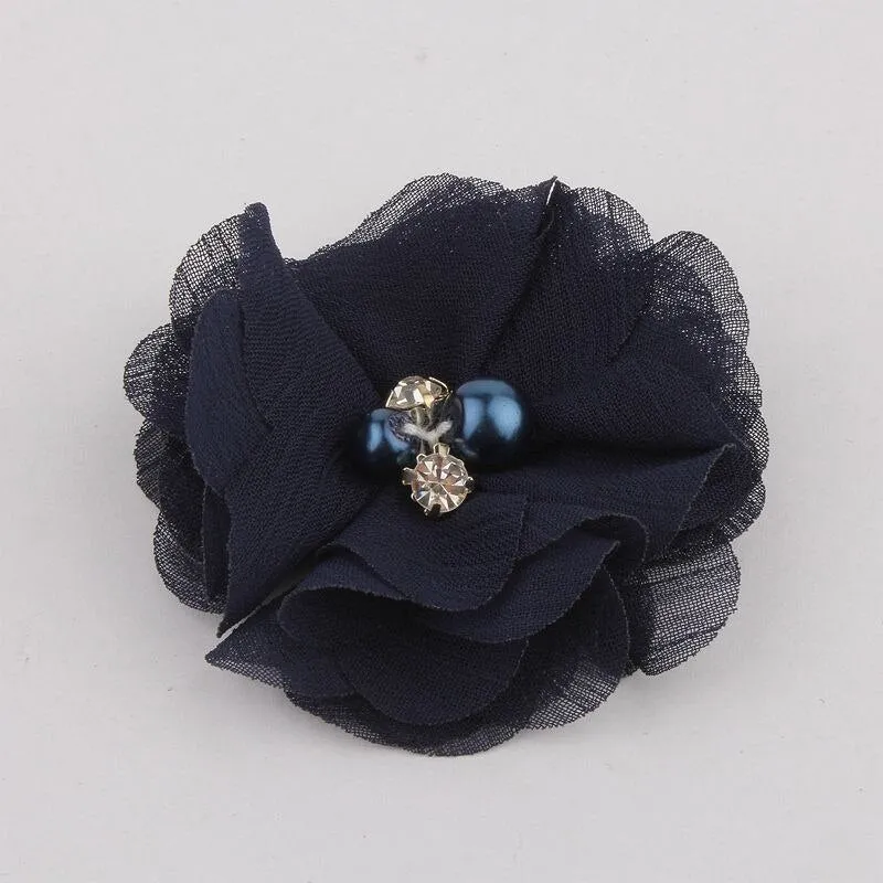 10PCS 2 35Colors Chiffon Fabric Flower