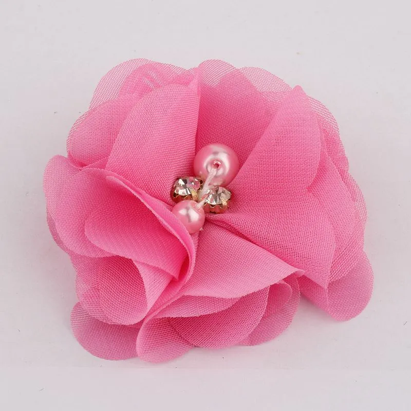 10PCS 2 35Colors Chiffon Fabric Flower