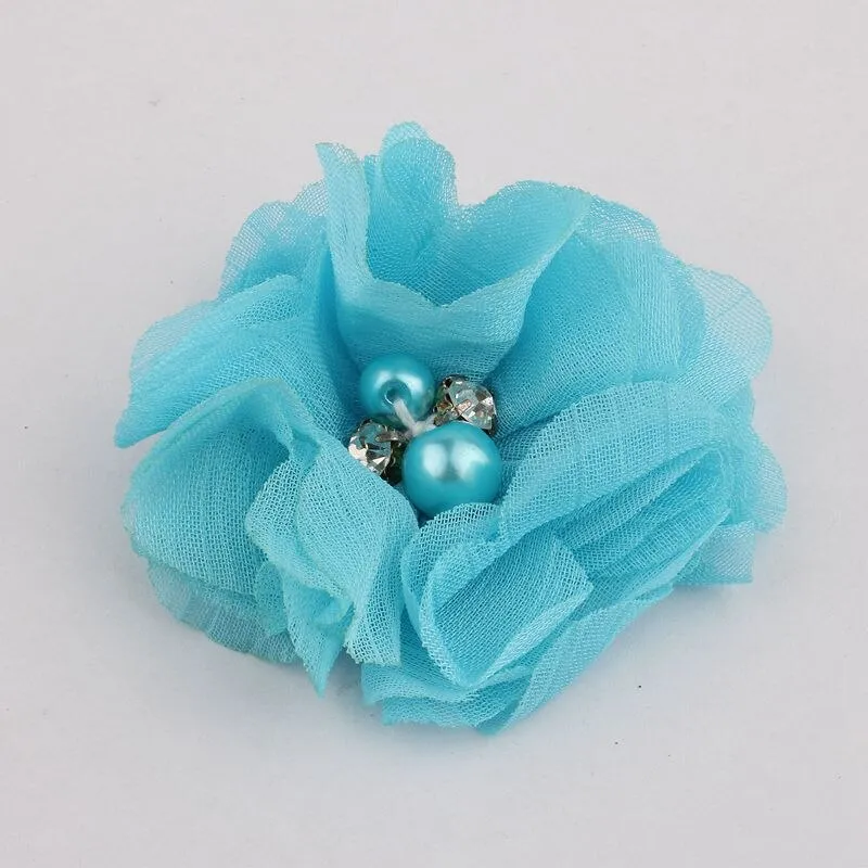 10PCS 2 35Colors Chiffon Fabric Flower