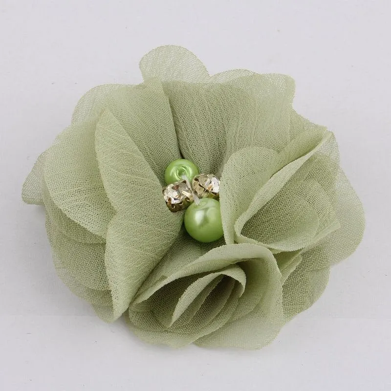 10PCS 2 35Colors Chiffon Fabric Flower