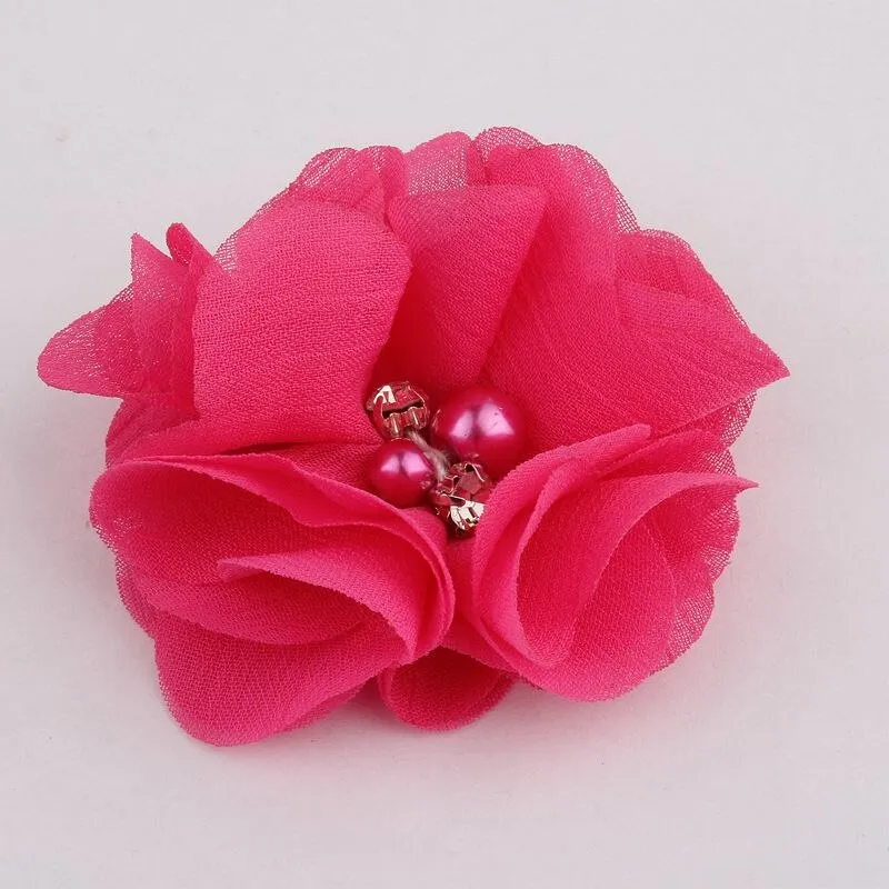 10PCS 2 35Colors Chiffon Fabric Flower