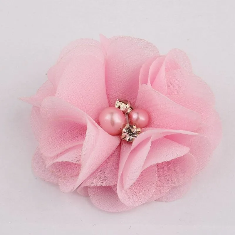 10PCS 2 35Colors Chiffon Fabric Flower