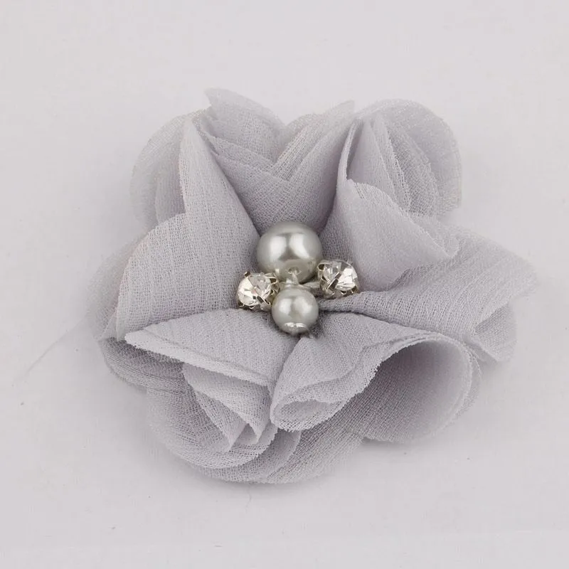 10PCS 2 35Colors Chiffon Fabric Flower