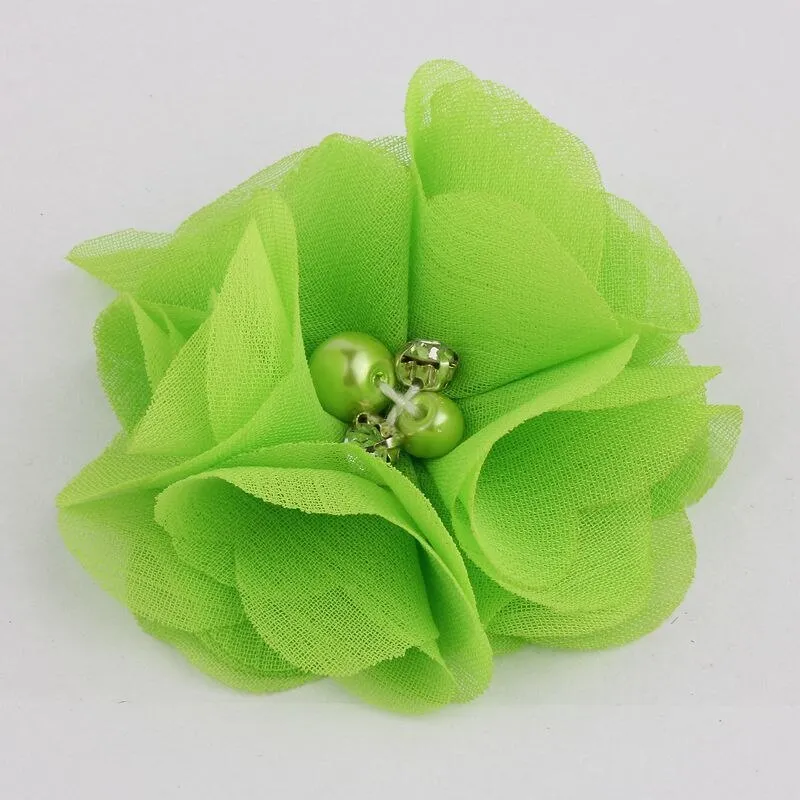 10PCS 2 35Colors Chiffon Fabric Flower