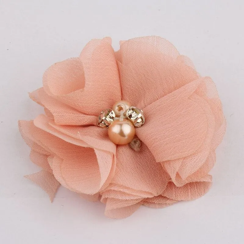 10PCS 2 35Colors Chiffon Fabric Flower