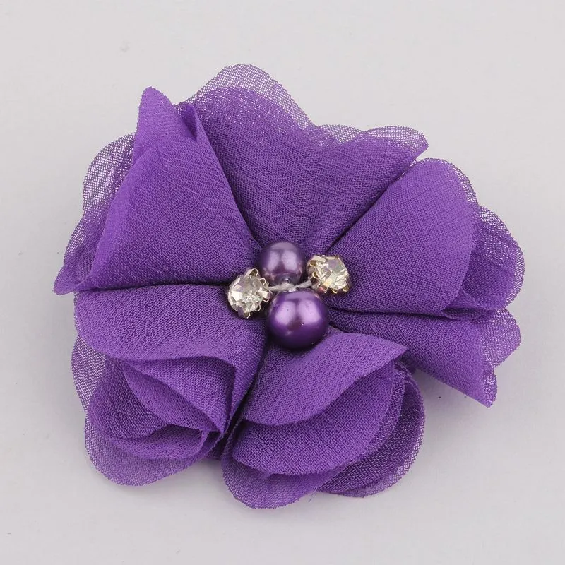 10PCS 2 35Colors Chiffon Fabric Flower