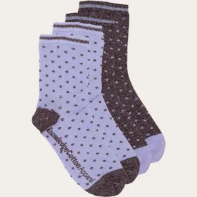 2 pack Lurex glitter dot socks - Purple