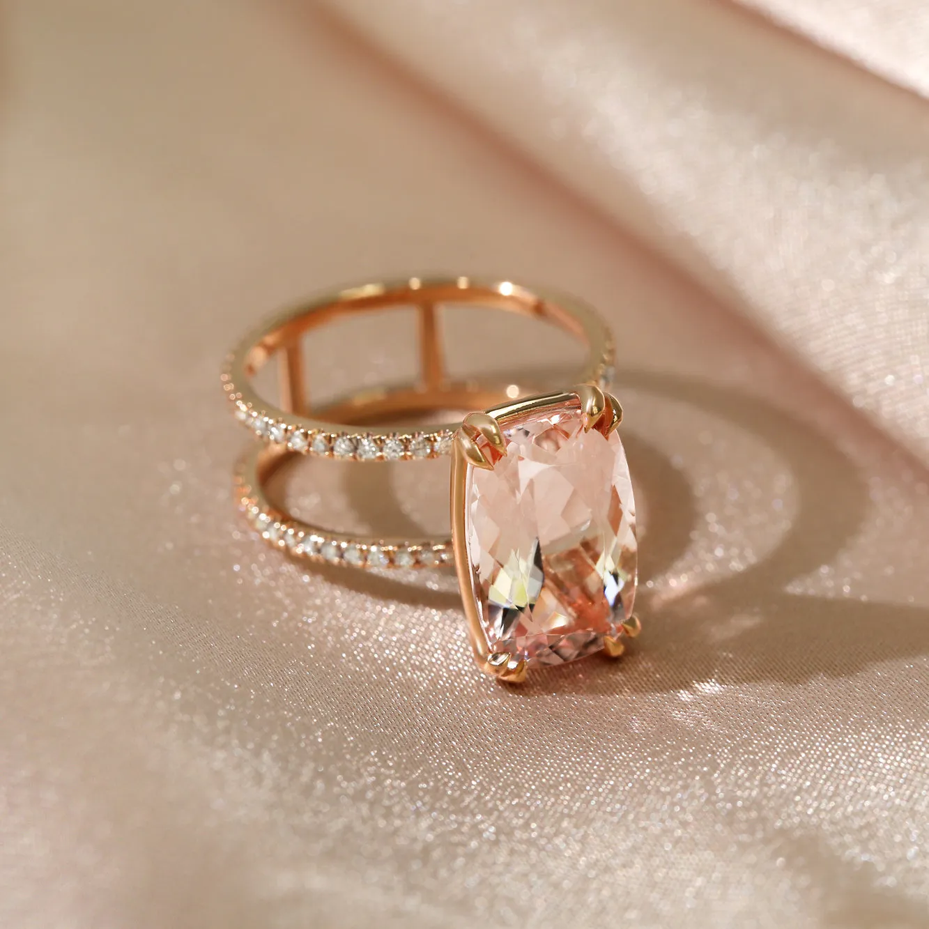 6ct.tw Morganite Parallel Double Band Ring