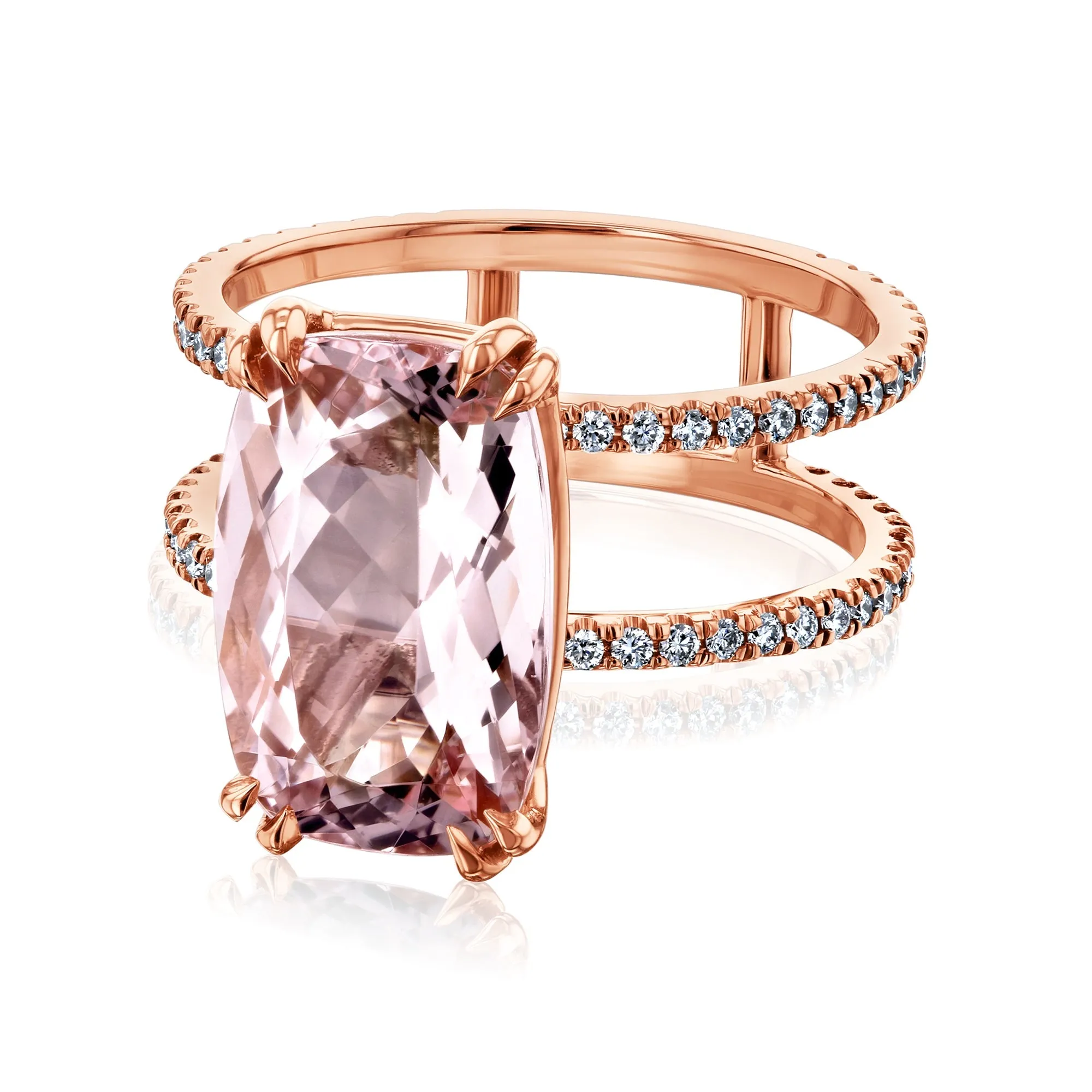 6ct.tw Morganite Parallel Double Band Ring