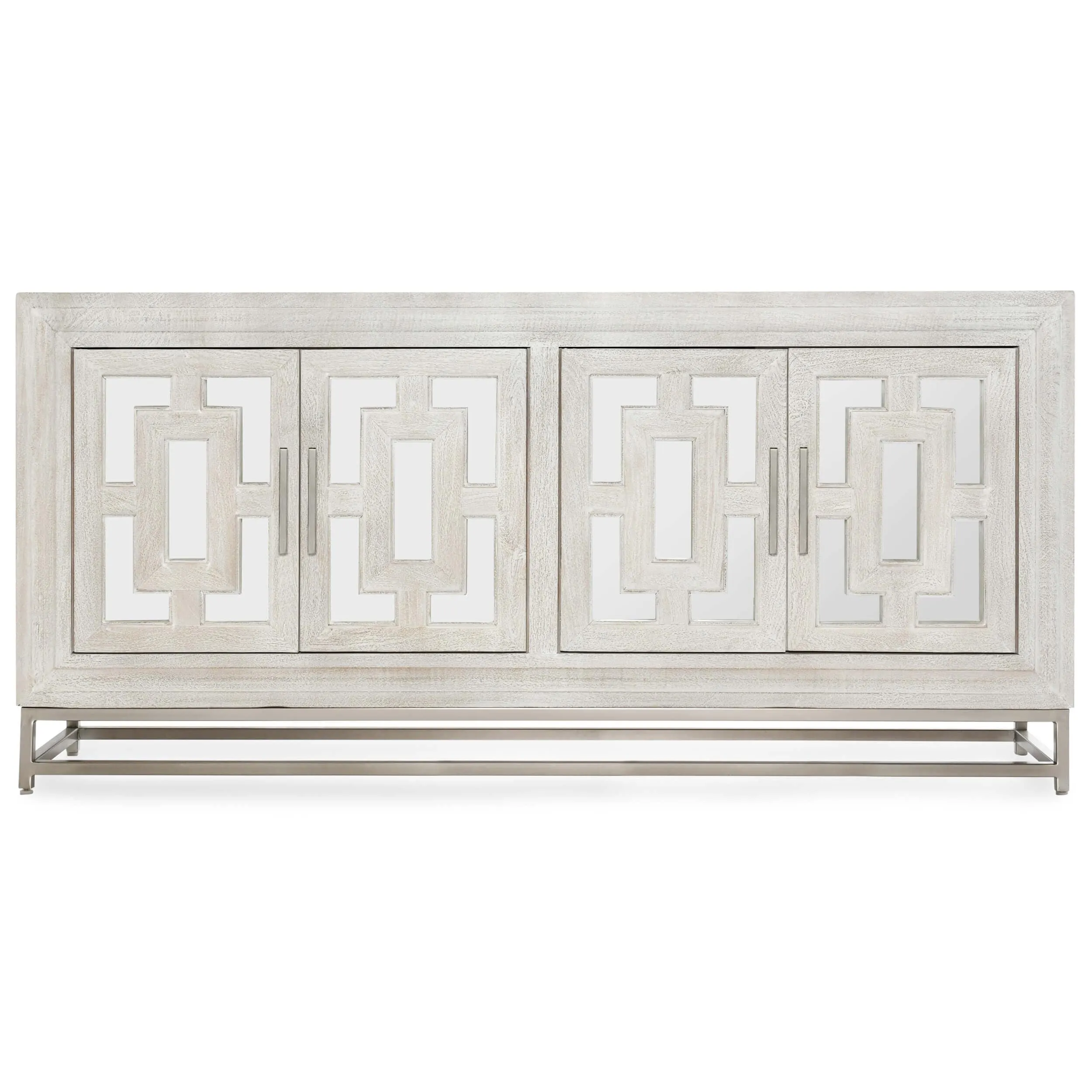 Adina 4 Door Media Console, White Washed