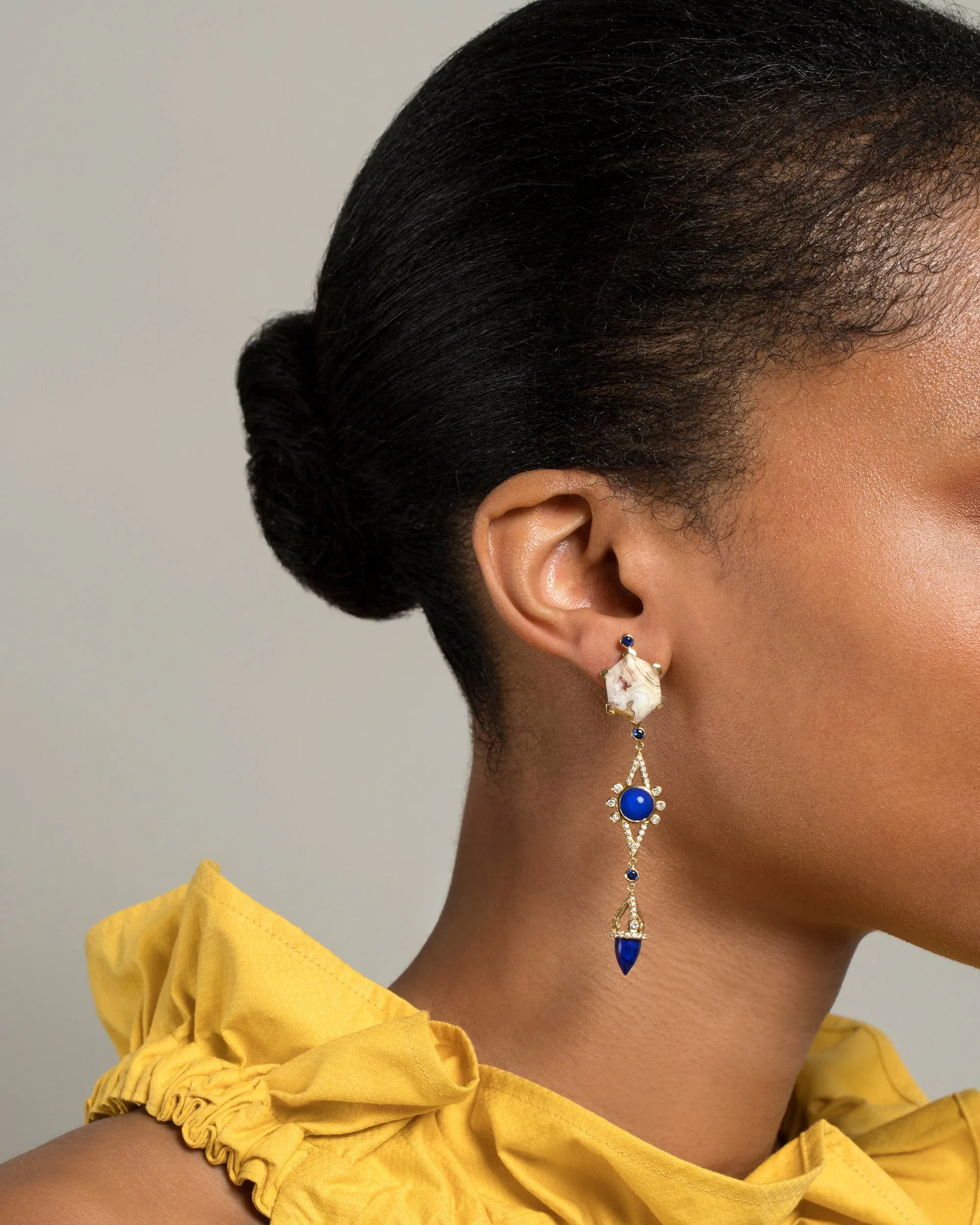 Agate & Lapis Drop Earrings