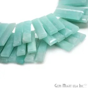 Amazonite Baguette Beads, 8 Inch Gemstone Strands, Drilled Strung Briolette Beads, Baguette Shape, 24x7mm