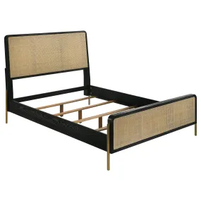 Arini Rattan Eastern King Panel Bed Black and Natural