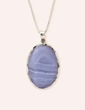 Blue Lace Agate Gemstone Pendant