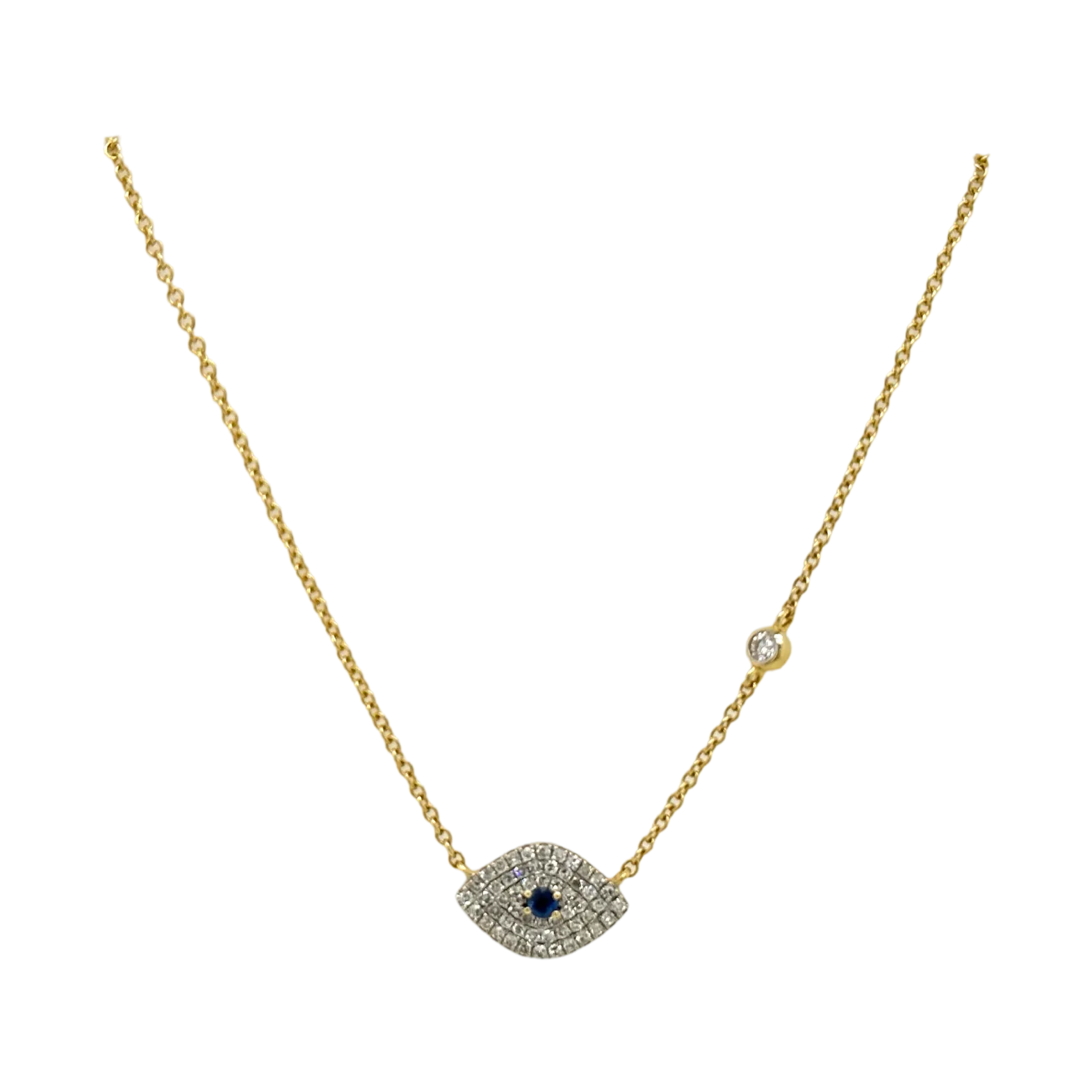 BLUE SAPPHIRE & DIAMOND EVIL EYE NECKLACE