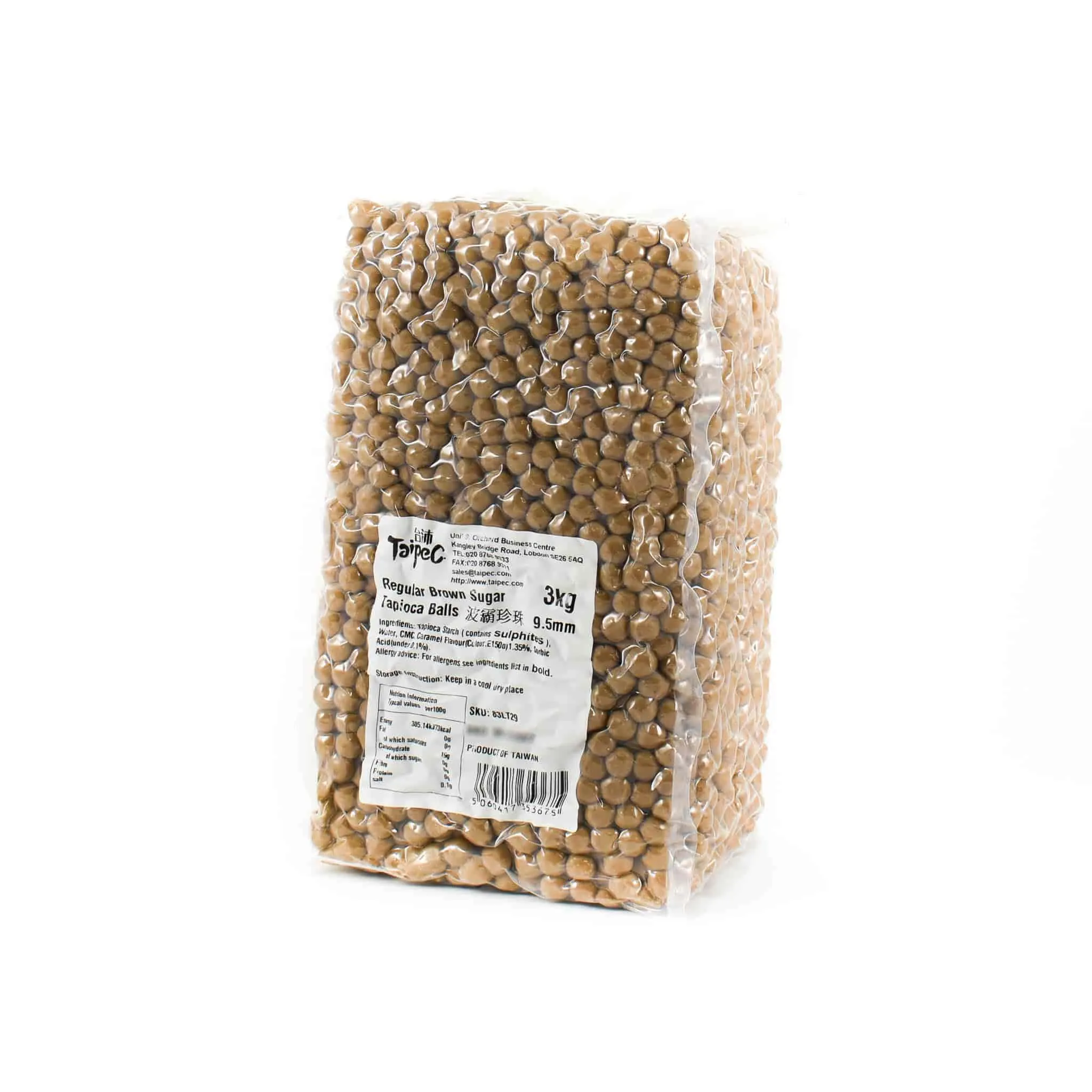 Boba Brown Sugar Tapioca Balls 9.5mm, 3kg