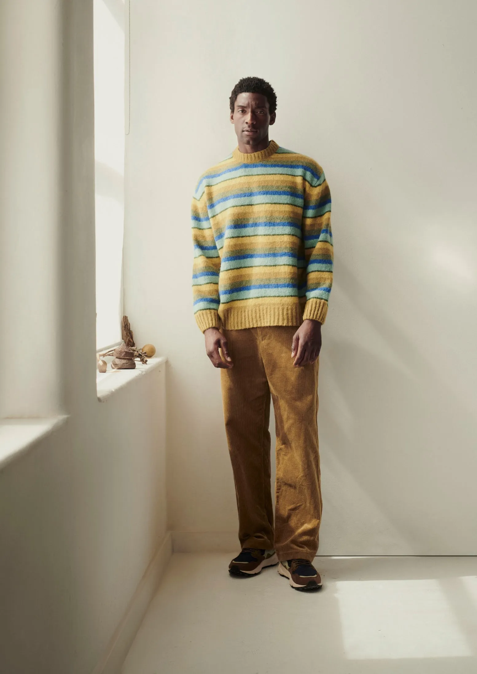 Brushed Stripe Sweater | Mustard Multi