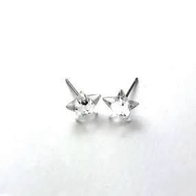 Clear Faceted Petite Star Stud Earrings