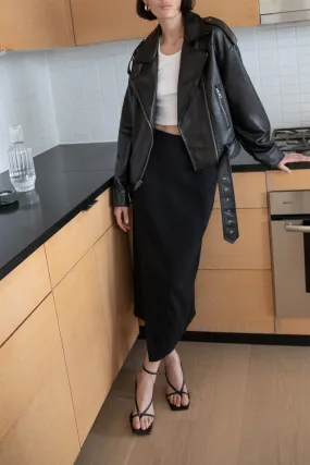 CROPPED VEGAN LEATHER MOTO JACKET