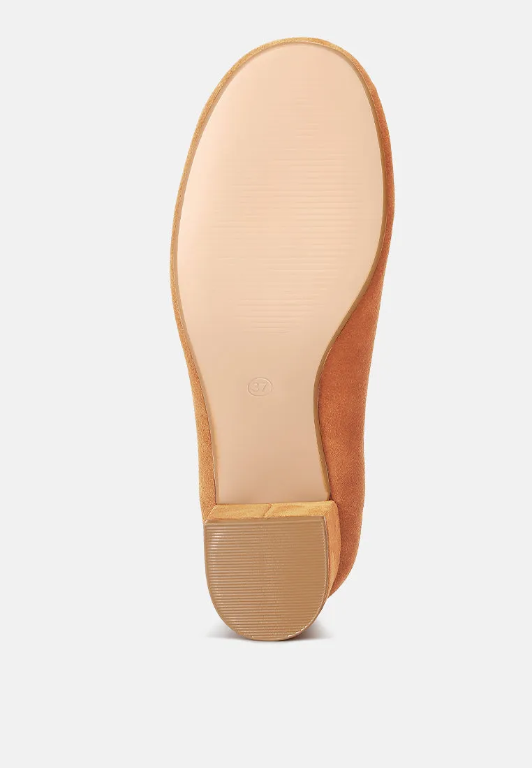 DALLIN Suede Block Heel Mary Janes in Tan