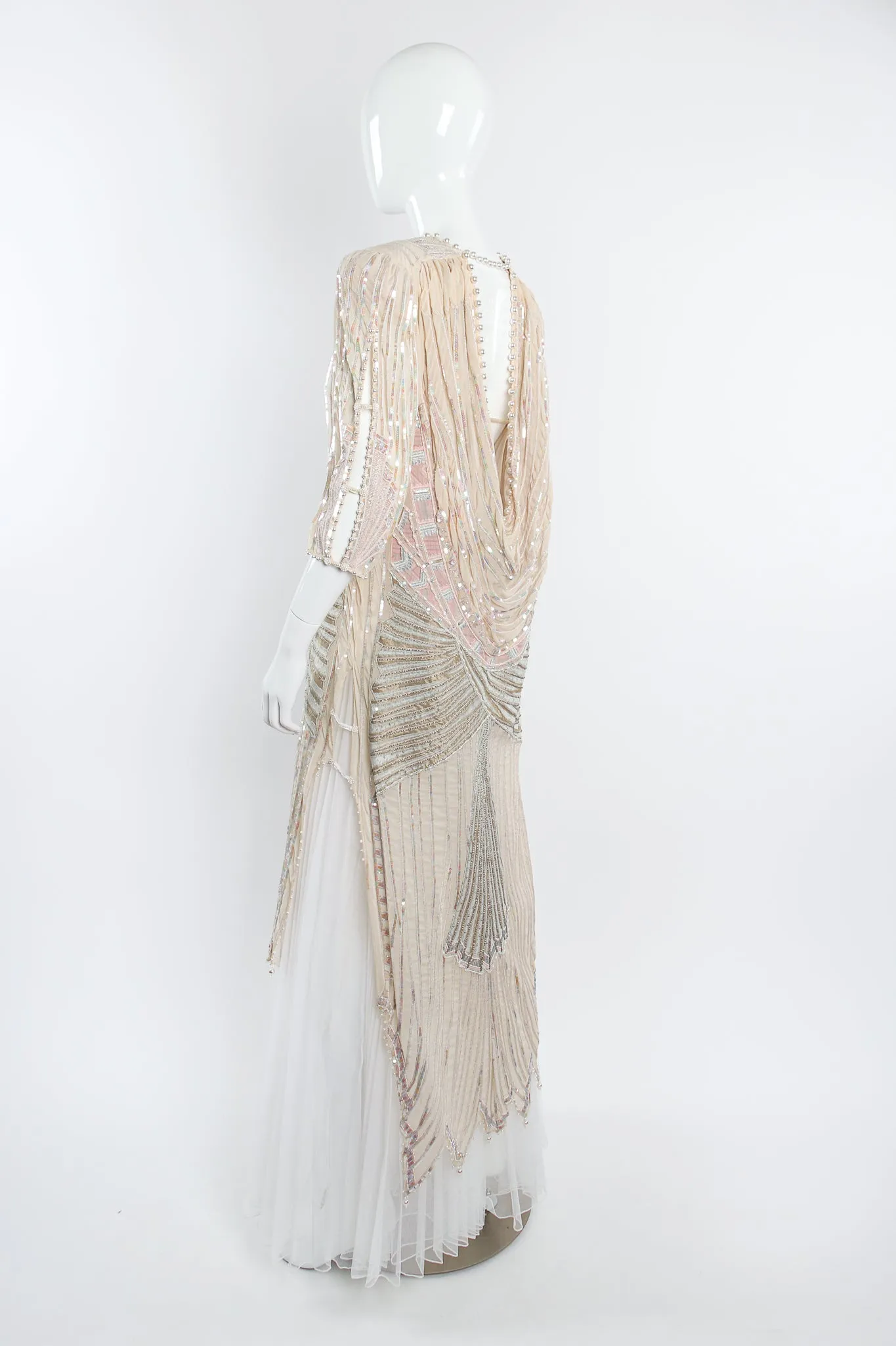 Deco Beaded Cowl Back Gown