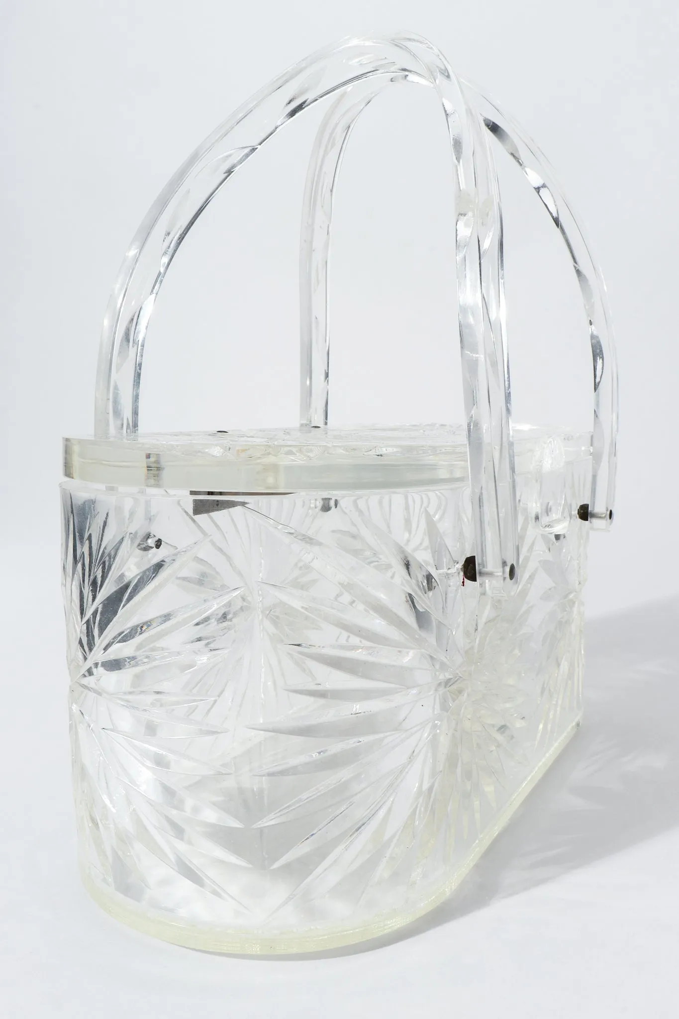 Diamond-Cut Lucite Box Bag