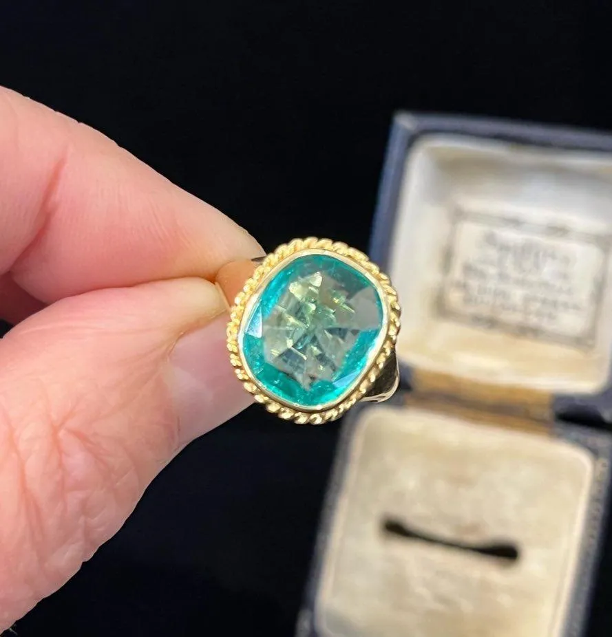 Edwardian Australian 3.80ct Colombian Emerald Ring