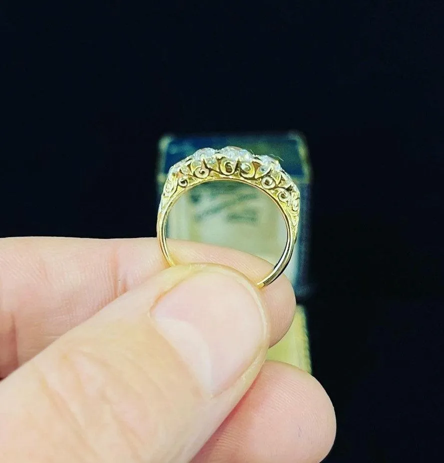 Edwardian Graduating Diamond Hoop Ring