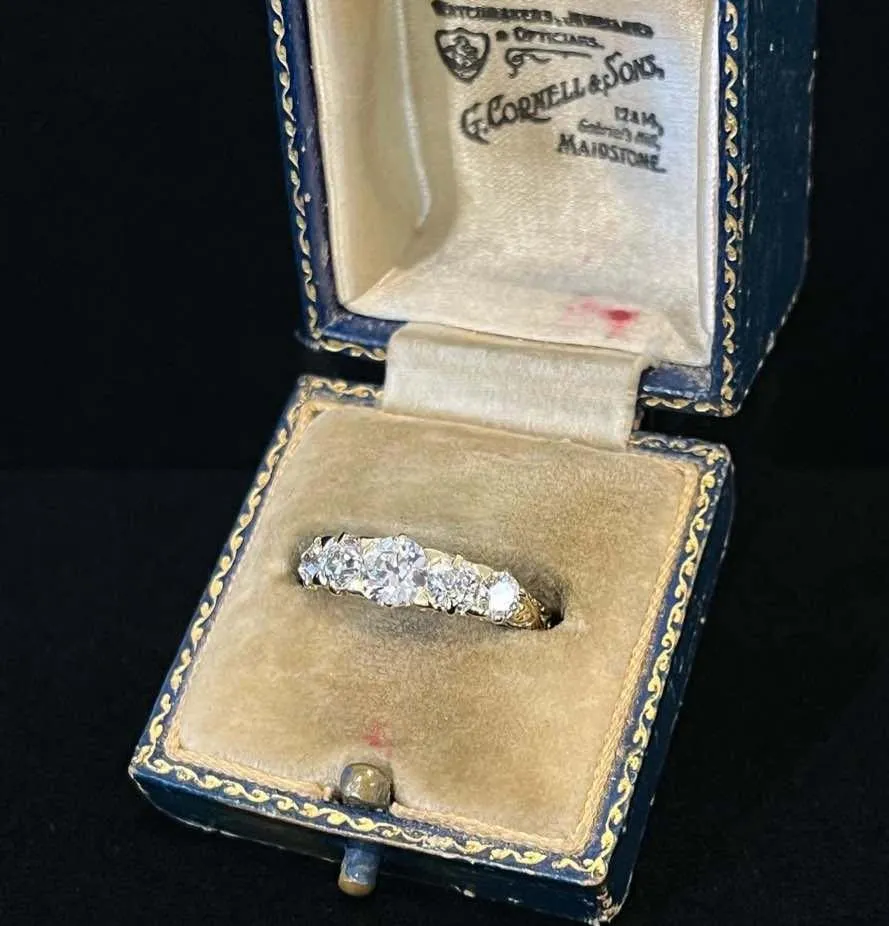 Edwardian Graduating Diamond Hoop Ring