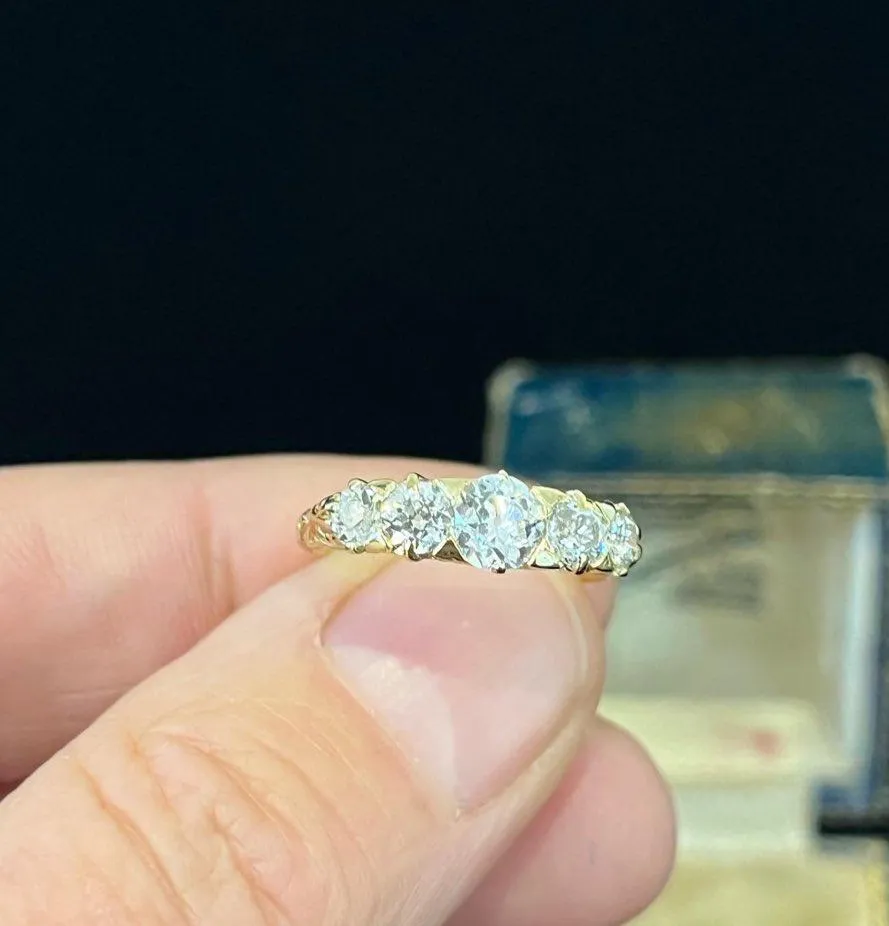 Edwardian Graduating Diamond Hoop Ring