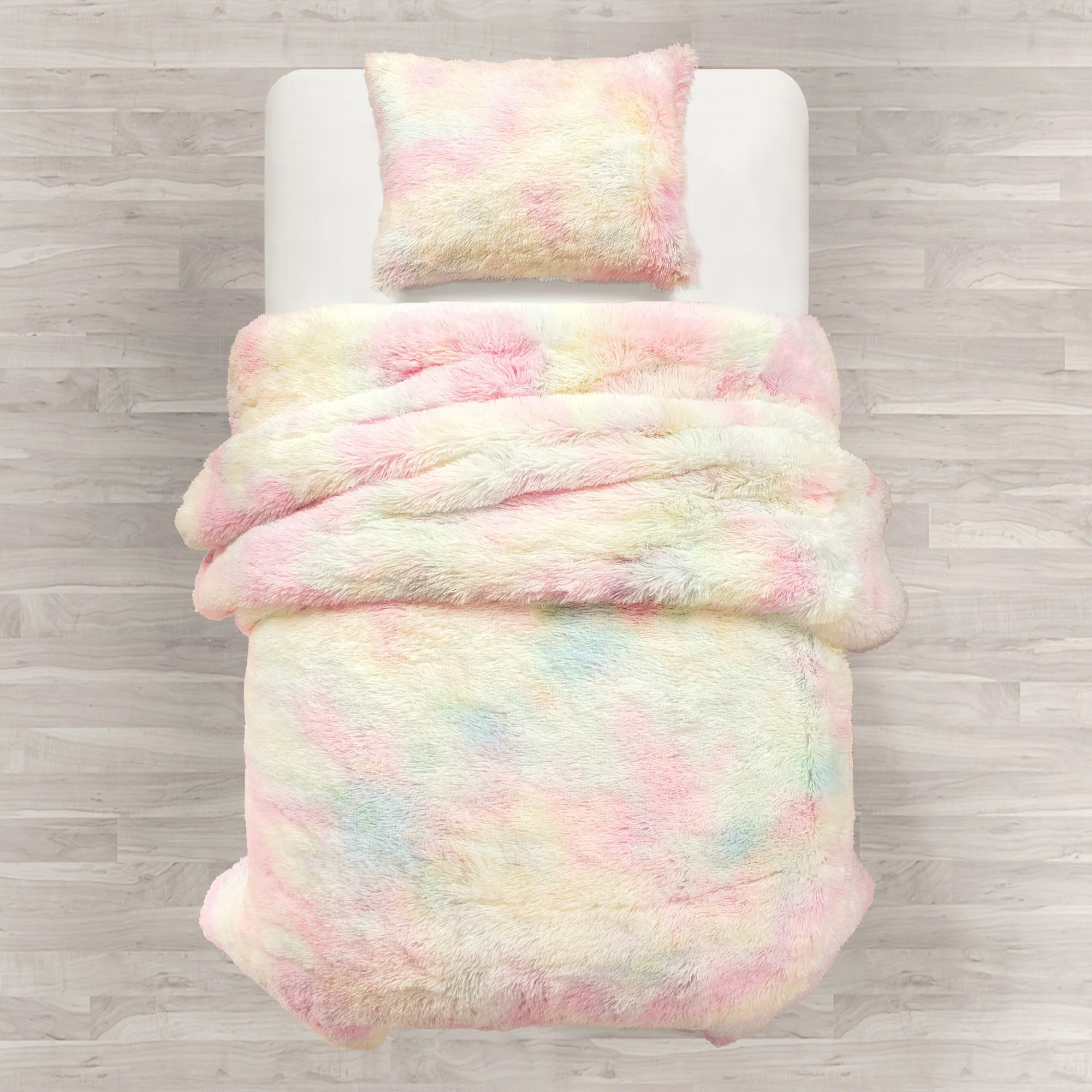 Emma Cozy Ultra Soft Rainbow Faux Fur Comforter Set