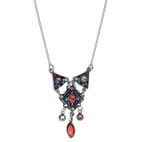 Firefly Mosaic Crystal Geometric Drop Necklace