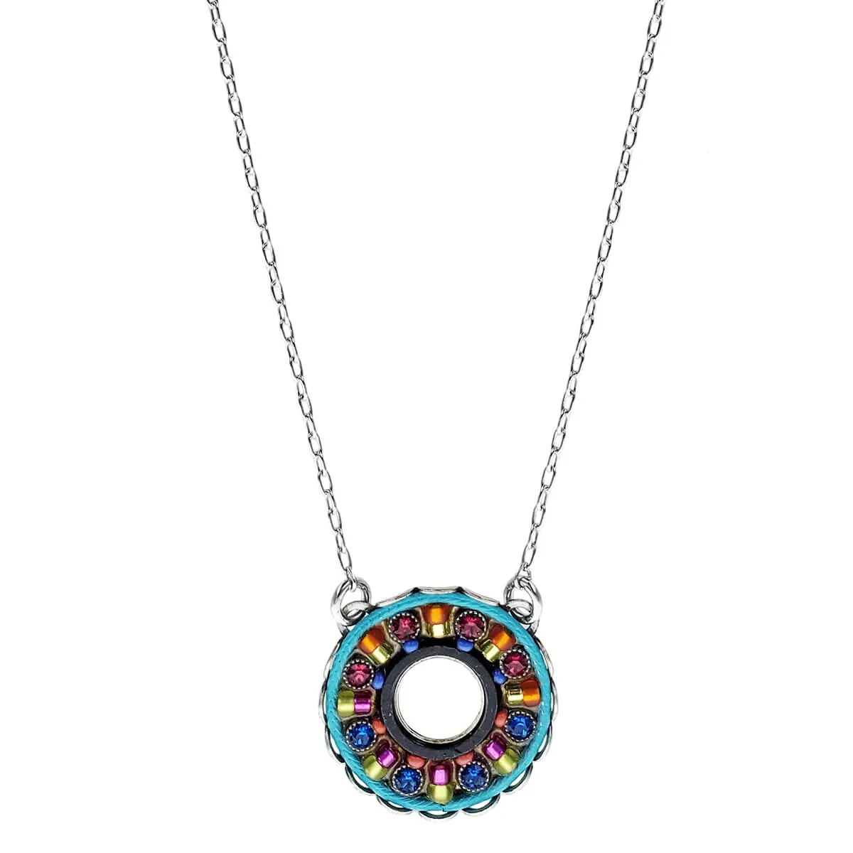 Firefly Mosaics Aqua Border Pinwheel Necklace