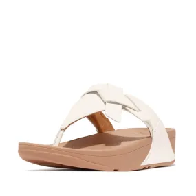 Fitflop Lulu Folded-Knot Leather Toe-Post Sandals - Urban White