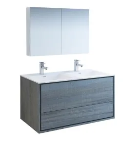 Fresca Catania 48 Ocean Gray Double Sink Bath Vanity Set w/ Cabinet & Faucet