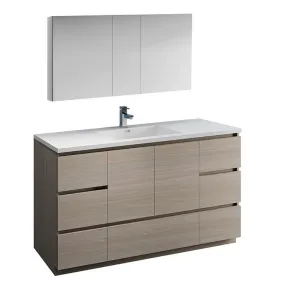 Fresca Lazzaro 60 Gray Wood Single Sink Bath Vanity Set w/ Cabinet & Faucet