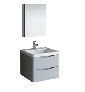 Fresca Tuscany 24 Gray Bath Bowl Vessel Drain Vanity Set w/ Cabinet & Faucet