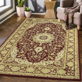 GARVEE 2x3 Door Mat Vintage Area Rug Oriental Traditional Area Rug Medallion Collection Non-Shedding Area Rugs for Living Room Bedroom Dining Room Indoor, Red/Golden