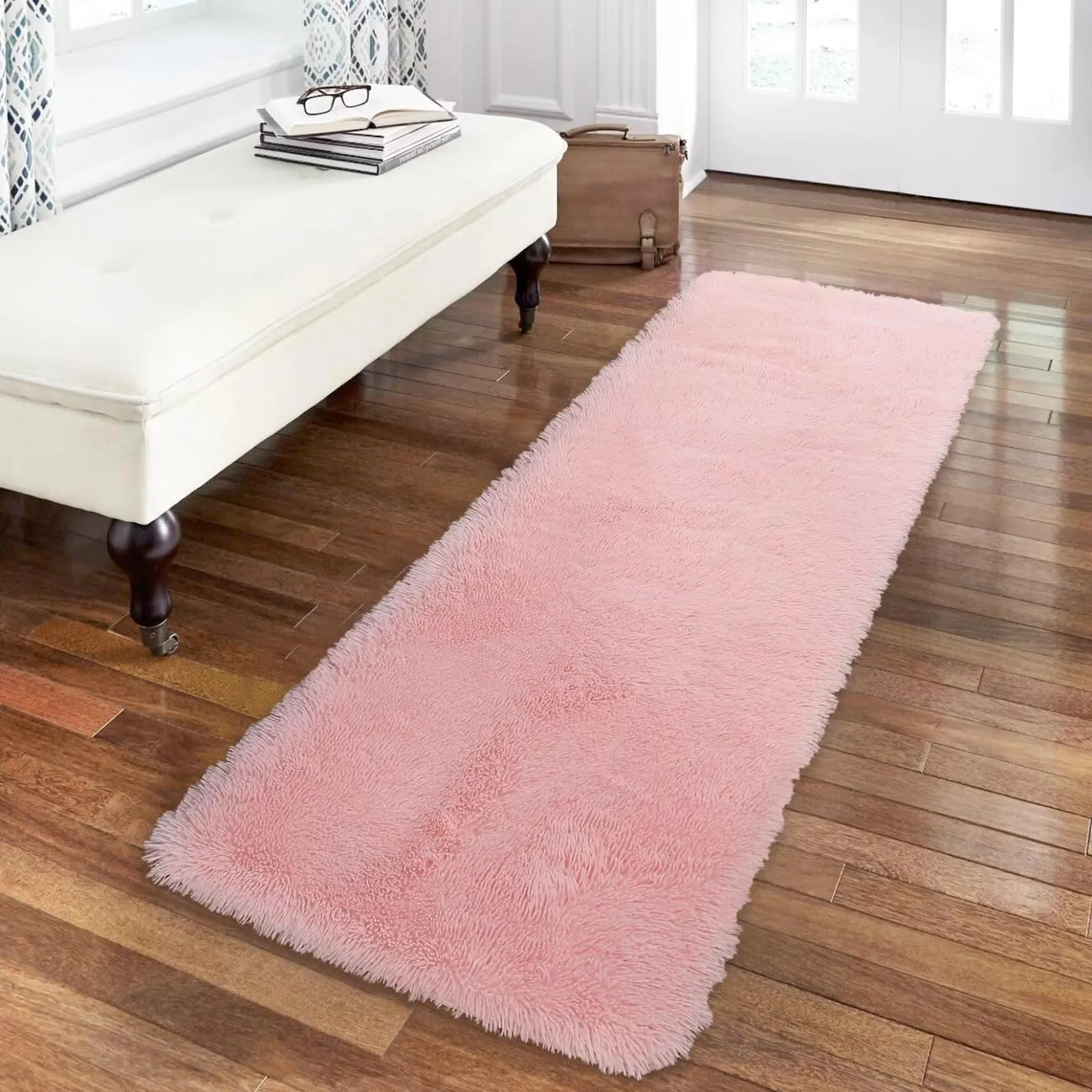 GARVEE 2x8 Runner Rugs for Living Room Bedroom Dining Room Rug Fuzzy Rug Indoor Floor Soft Carpet for Bedroom Decor,Pink