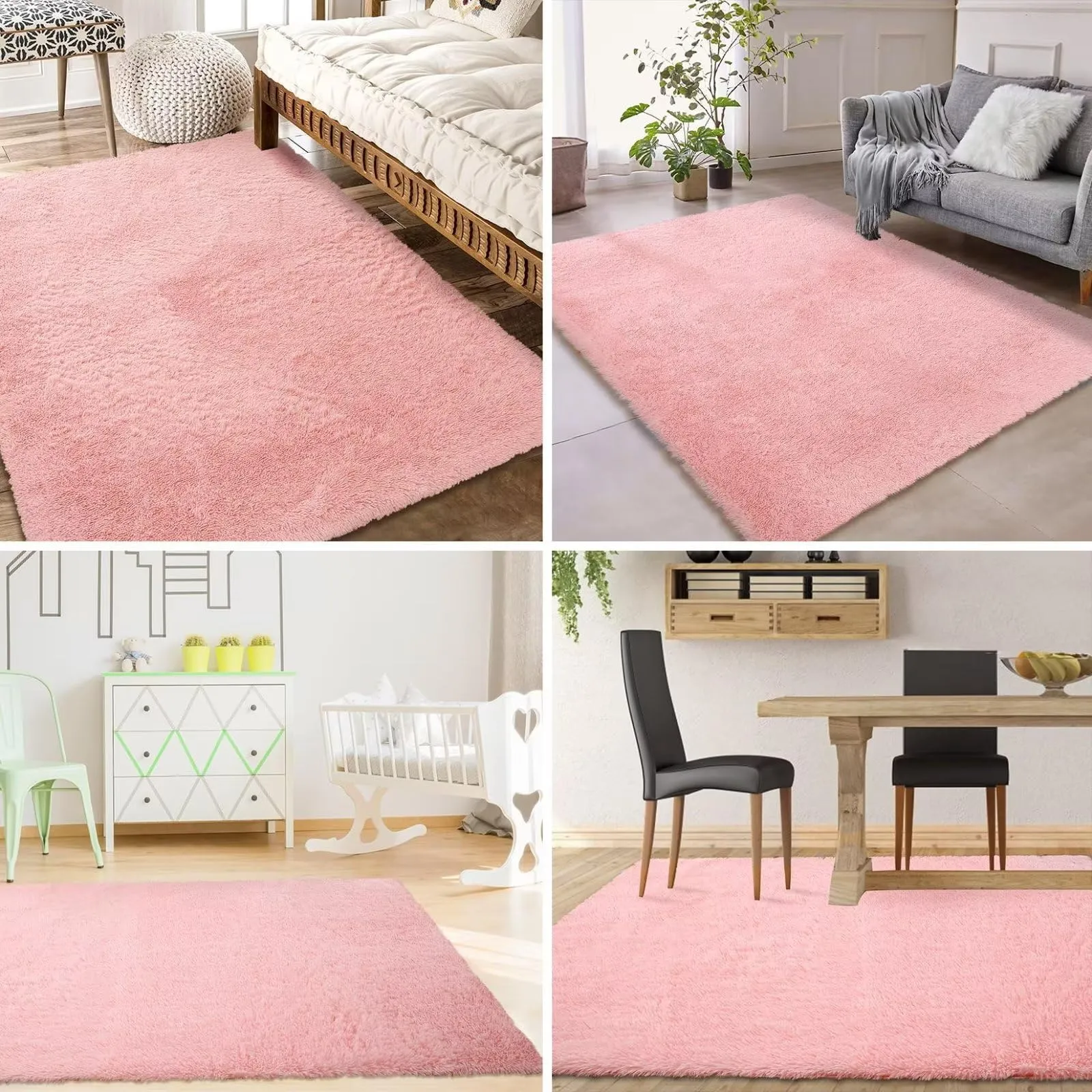 GARVEE 2x8 Runner Rugs for Living Room Bedroom Dining Room Rug Fuzzy Rug Indoor Floor Soft Carpet for Bedroom Decor,Pink