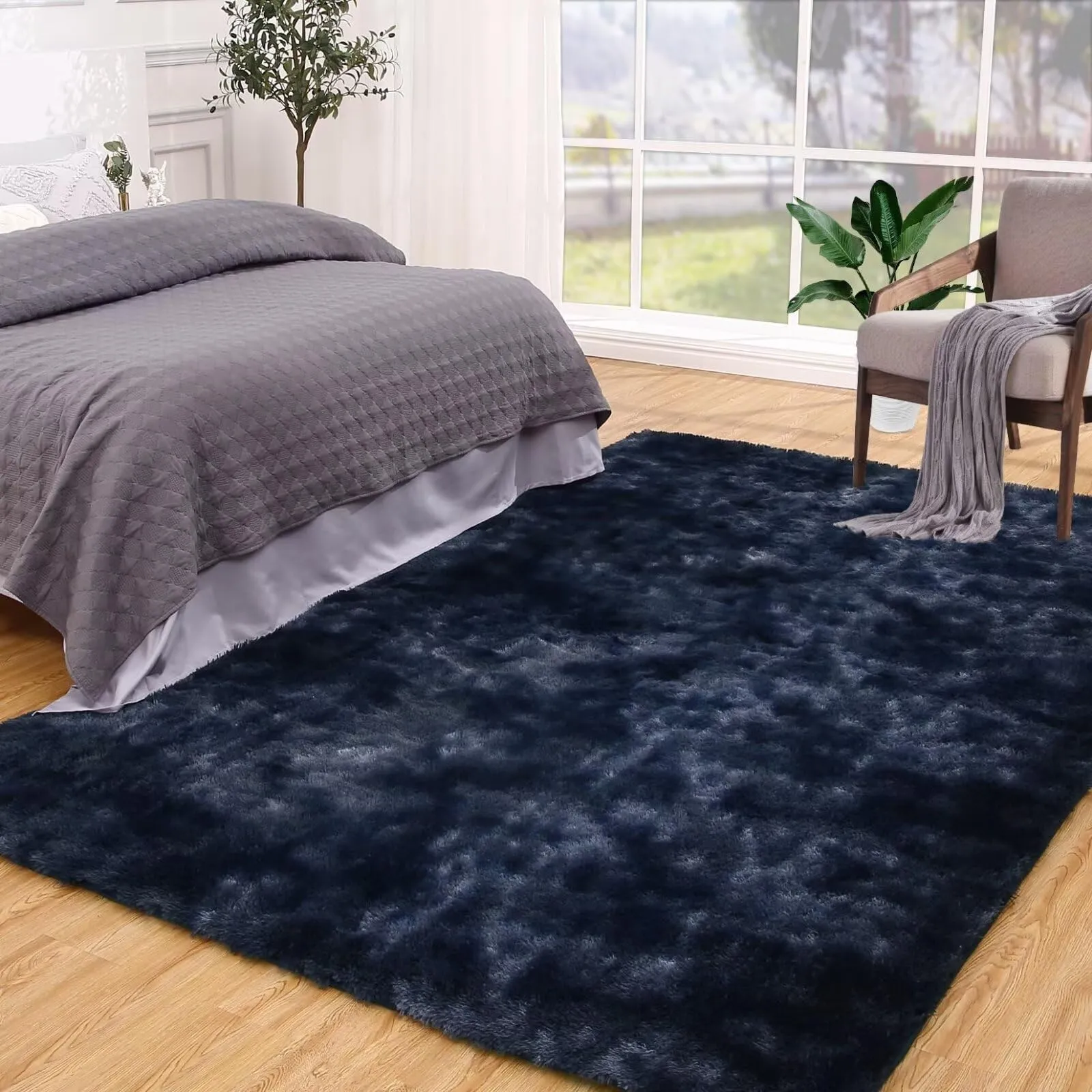 GARVEE 6×9 Area Rugs Shaggy Rug for Bedroom Fuzzy Rug Living Room Rugs Non-Slip Rug for Living Room Bedroom Dining Room Office Plush Rug,Blue