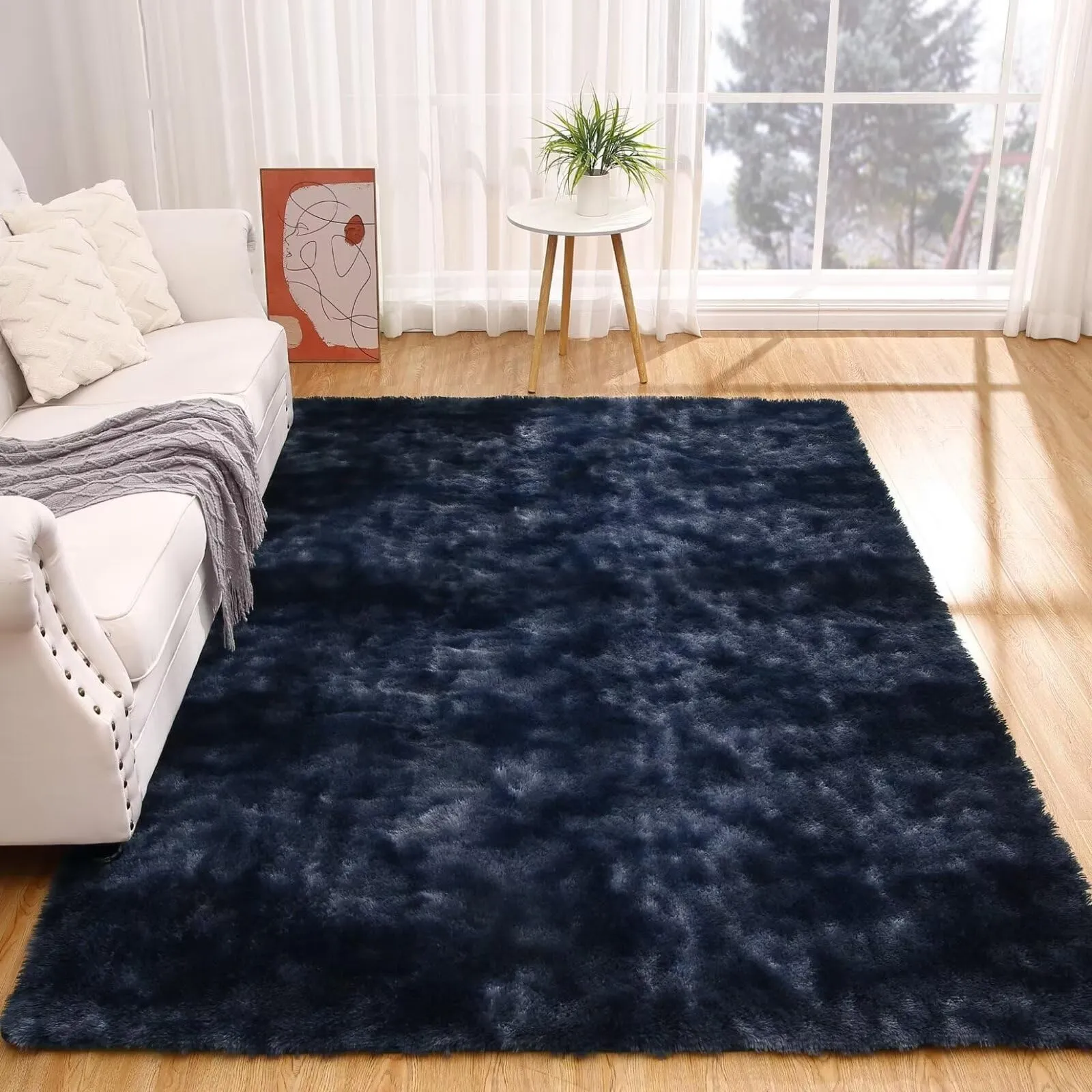 GARVEE 6×9 Area Rugs Shaggy Rug for Bedroom Fuzzy Rug Living Room Rugs Non-Slip Rug for Living Room Bedroom Dining Room Office Plush Rug,Blue