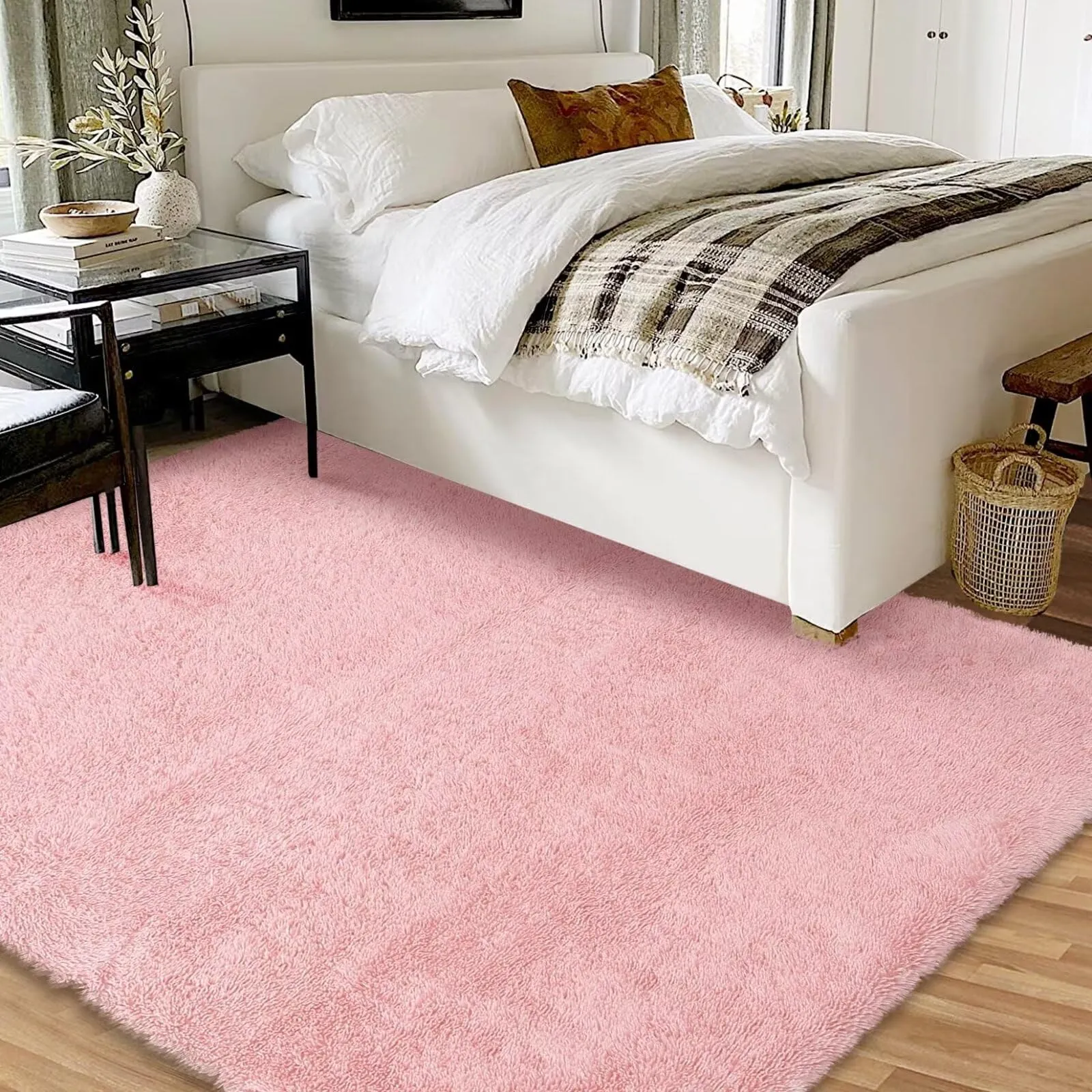 GARVEE 8x10 Area Rugs for Bedroom Plush Rug Fuzzy Rug Living Room Rugs Non-Slip Rug for Living Room Bedroom Dining Room Office,Pink