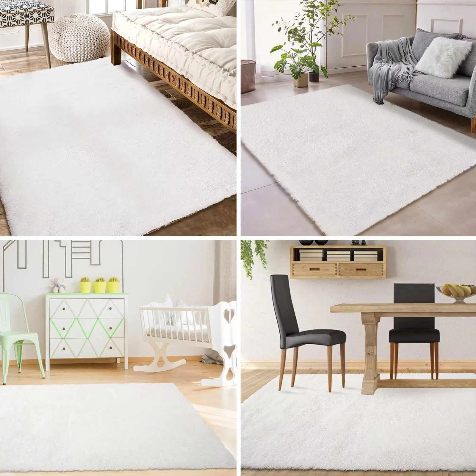 GARVEE 8x10 Area Rugs for Bedroom Plush Rug Fuzzy Rug Living Room Rugs Non-Slip Rug for Living Room Bedroom Dining Room Office,White