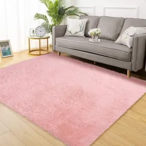 GARVEE Area Rug for Bedroom Plush Rug Non-Slip 4x6 Carpet Shaggy Rug for Living Room Bedroom Dining Room Kitchen Office Nursery Home Decor,Pink