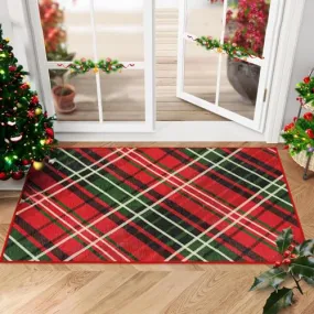 GARVEE Christmas Area Rug 2x6 Washable Mats Entry Rug for Living Room Bedroom Dining Room Easy Care Indoor Floor,Green